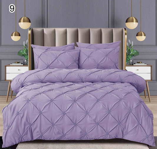 Lenjerie Bumbac Finetat Premium, Soft Touch, 6 Piese, cu Pliuri Brodate, Mov-SEP10665
