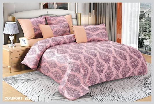 Lenjerie de Lux din Catifea, cu 6 Piese, Roz-D3479