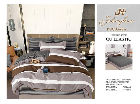 Lenjerie de Pat Finet 6 Piese cu Elastic, Dungulite-H6153