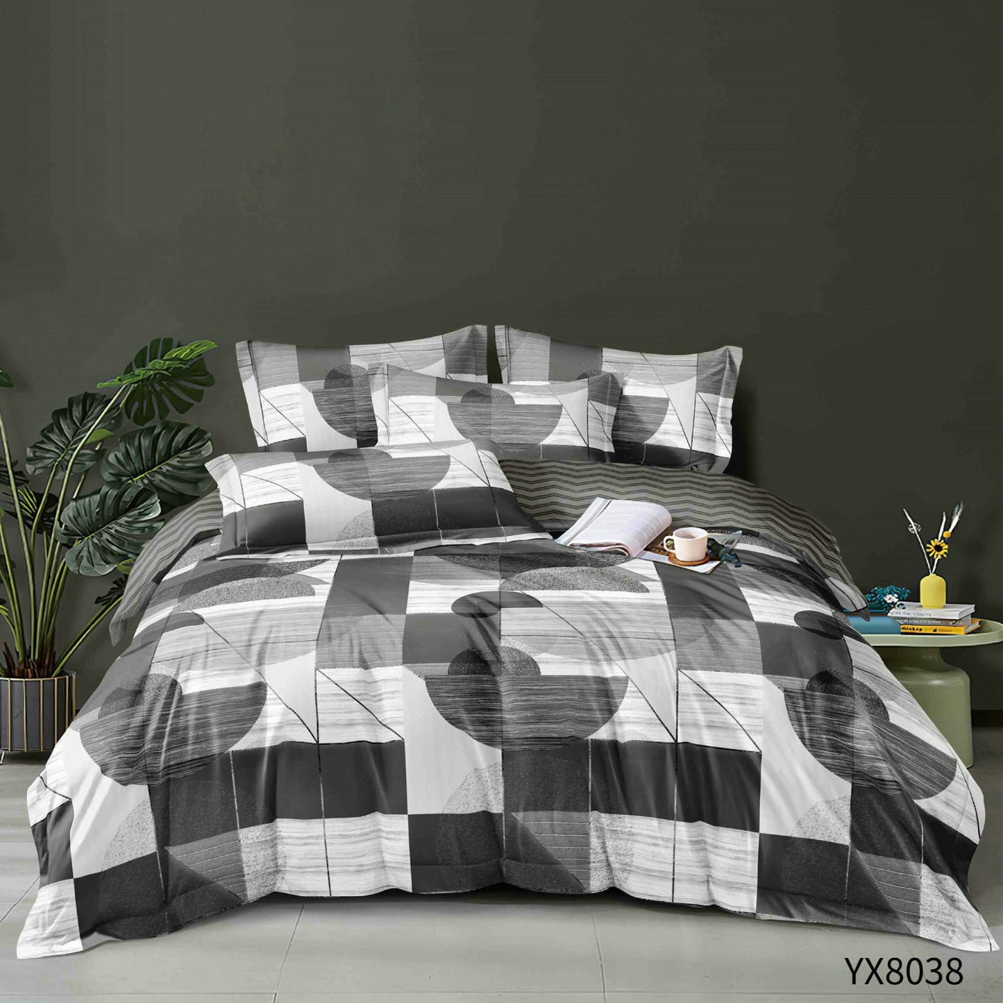 Lenjerie Finet 4 Piese 1 Persoana, cu Elastic, Geometrie-P8481