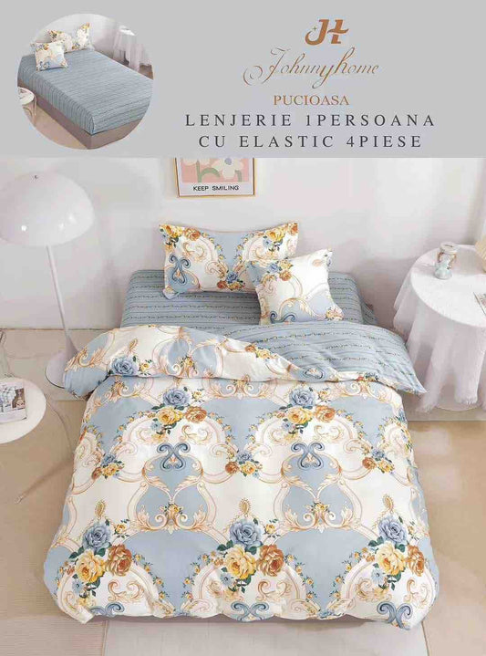 Lenjerie Finet 4 Piese 1 Persoana, cu Elastic, Blue Regal-H7408