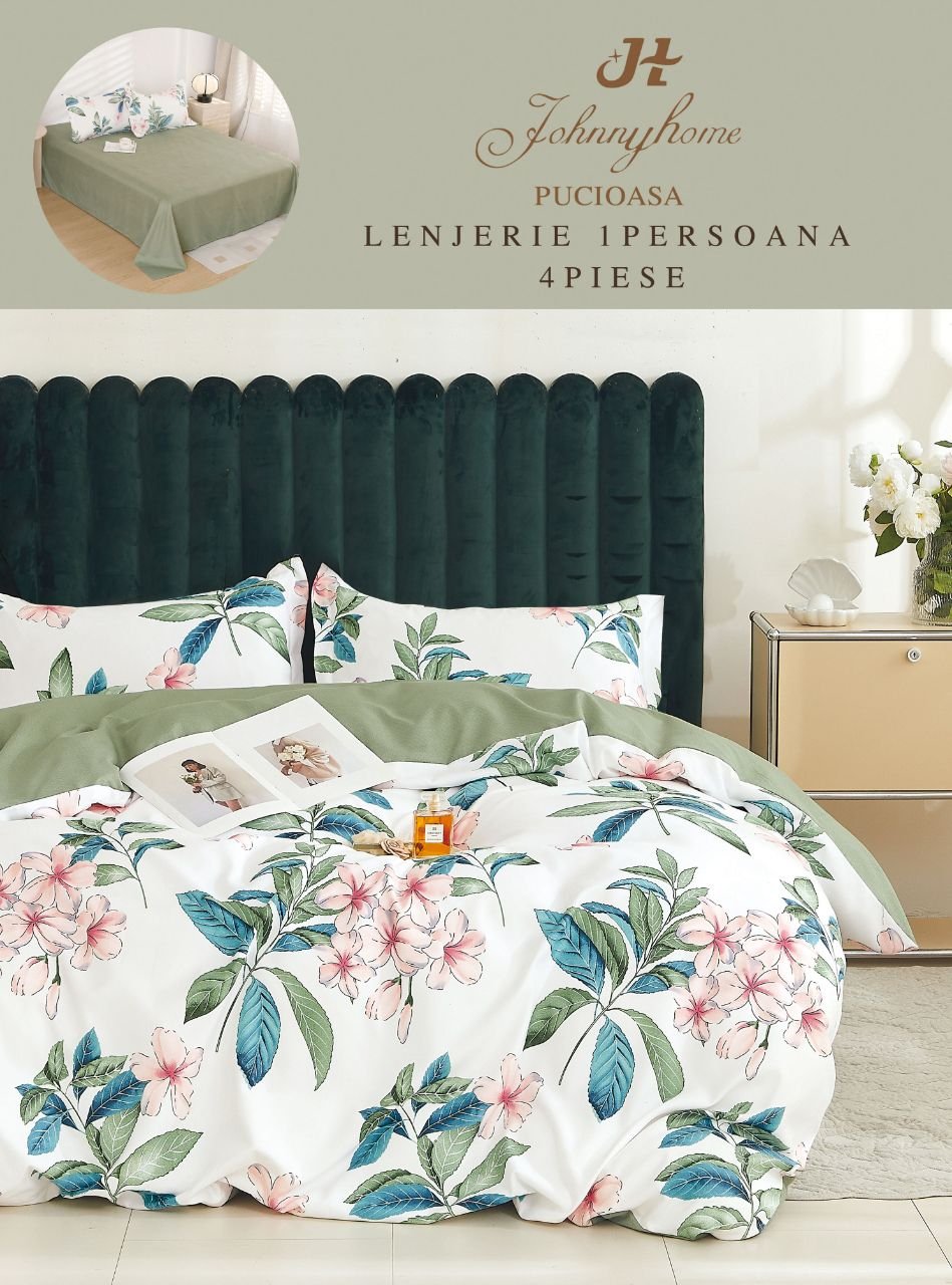 Lenjerie Finet 4 Piese 1 Persoana, Model Floral-H7218