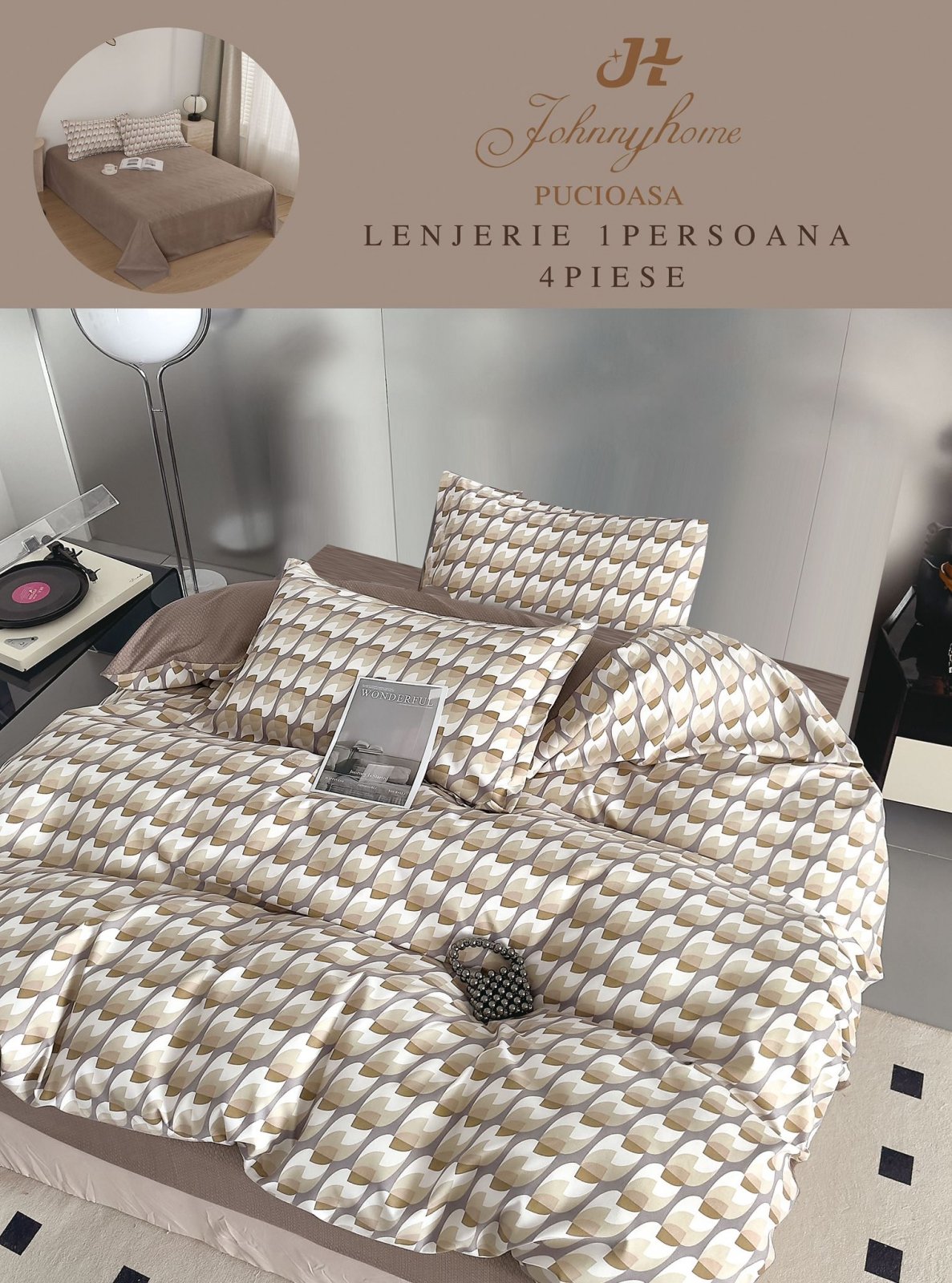 Lenjerie Finet 4 Piese 1 Persoana, Abstract-H7220