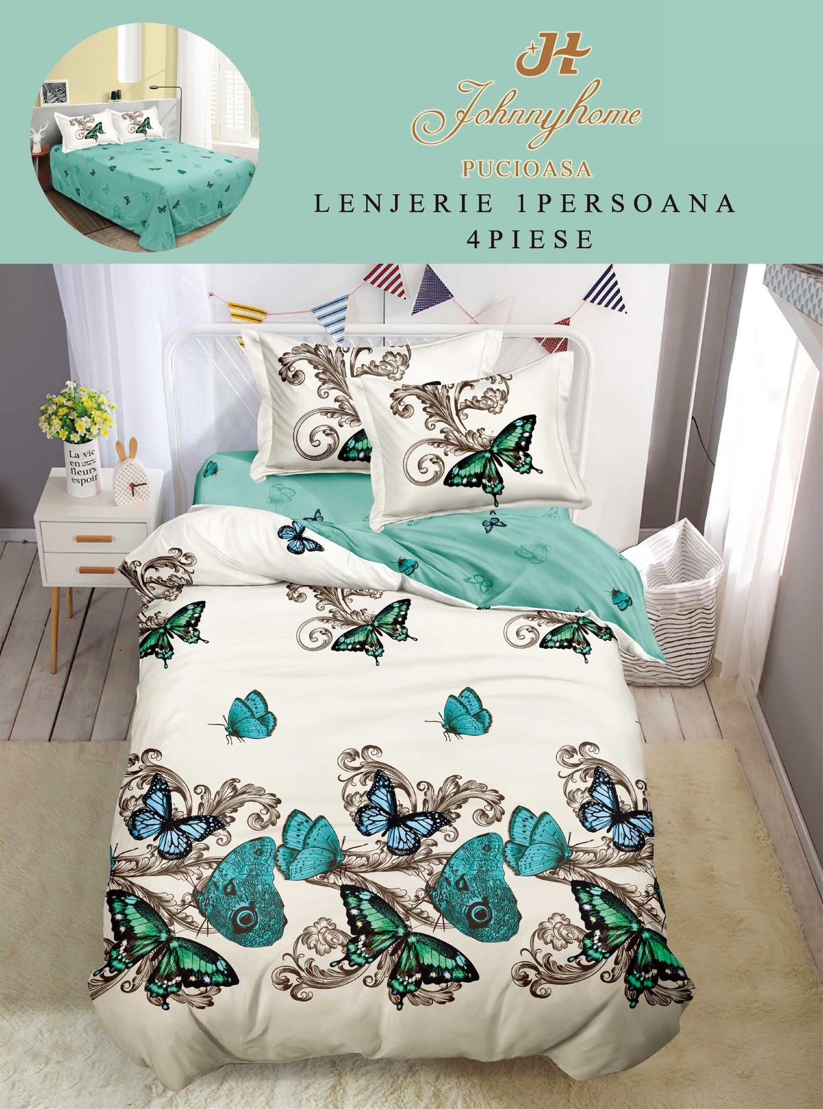 Lenjerie Finet 4 Piese 1 Persoana, Fluturi-H7709