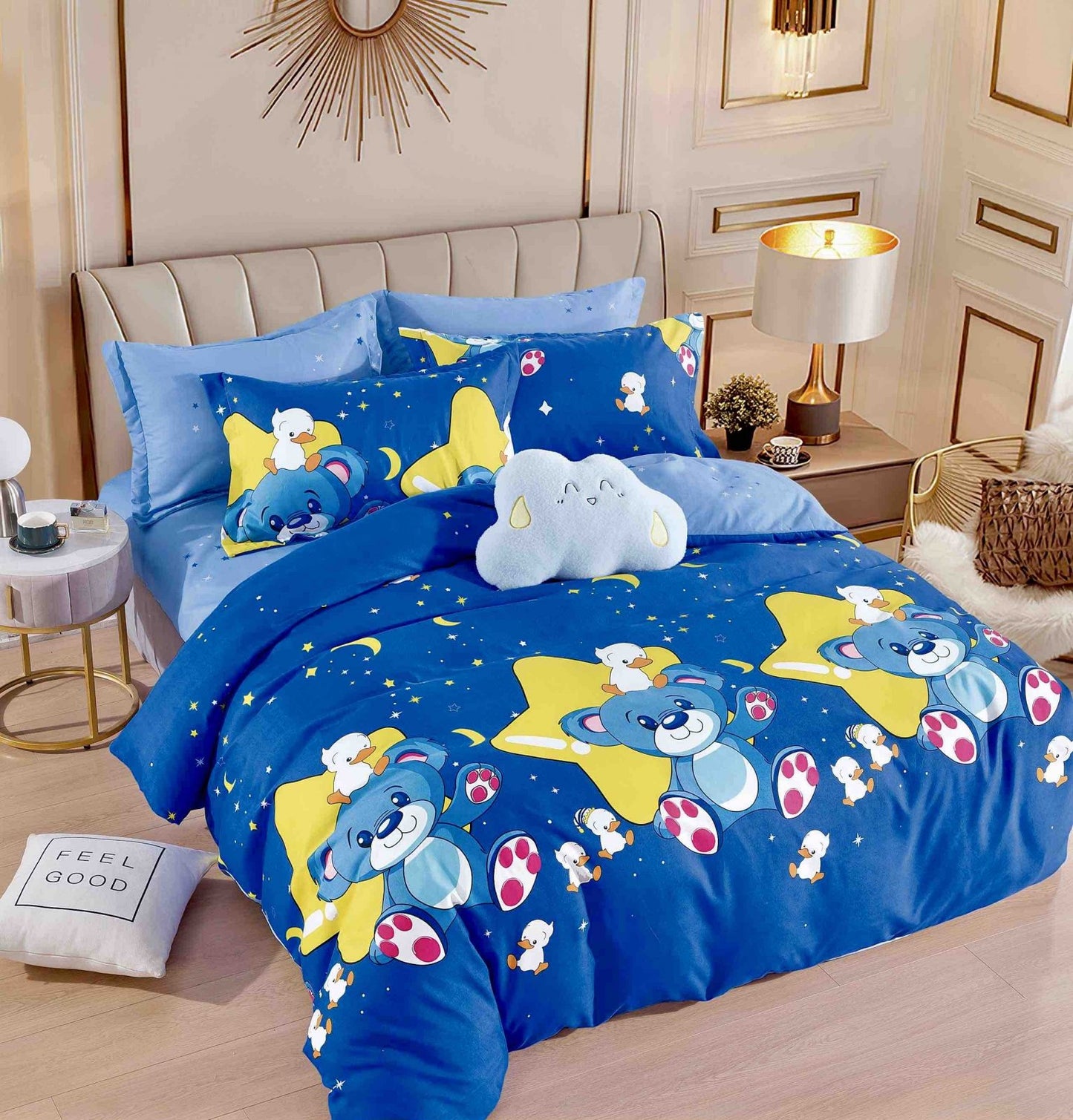 Lenjerie Finet 4 Piese 1 Persoana, Bleumarin/Ursuleti-C7637