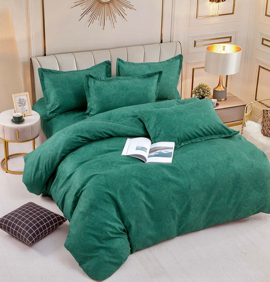 Lenjerie Finet 6 Piese cu Elastic, Verde cu Model -C5216