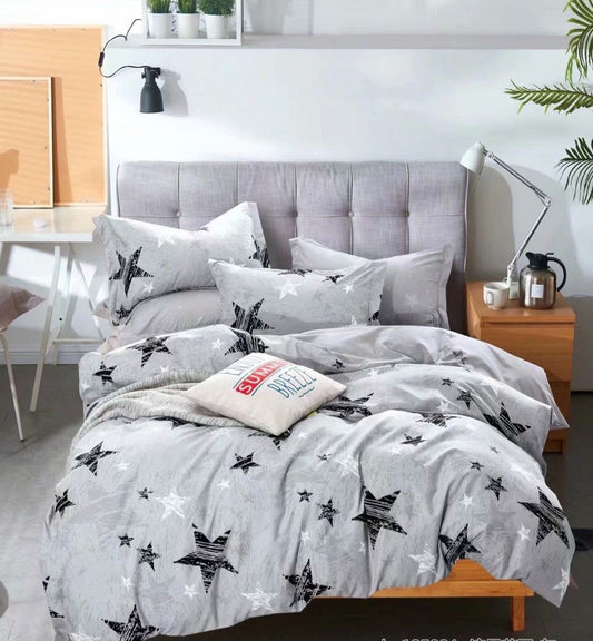 Lenjerie Finet 6 Piese, Gri cu Stele-C3313