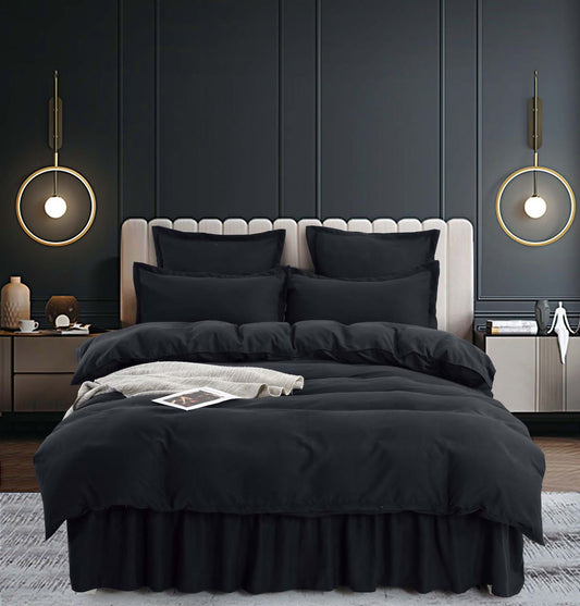 Lenjerie Finet Premium 6 Piese cu Volanase, Negra, Uni-C3868