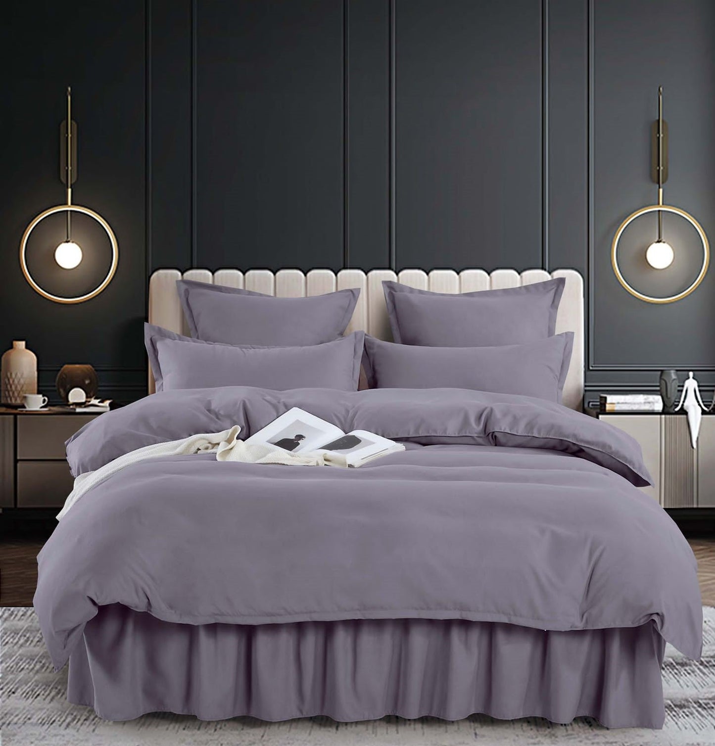 Lenjerie Finet Premium 6 Piese cu Volanase, Gri, Uni-C3864