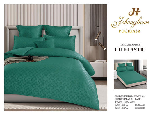 Lenjerie Finet 6 Piese cu Elastic, Model Carouri, Verde Inchis-H5490