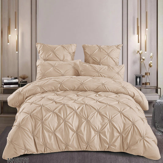 Lenjerie Finet Premium 6 Piese, cu Elastic si Pliuri Brodate, Bej Deschis-P8057
