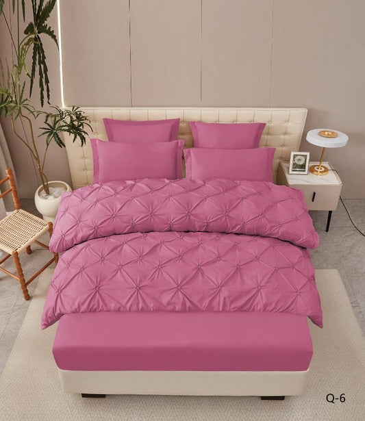 Lenjerie Finet Premium 6 Piese, cu Elastic si Pliuri Brodate, Ciclam-V7945