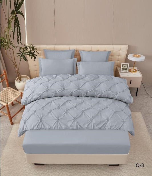 Lenjerie Finet Premium 6 Piese, cu Elastic si Pliuri Brodate, Gri Deschis-V7950