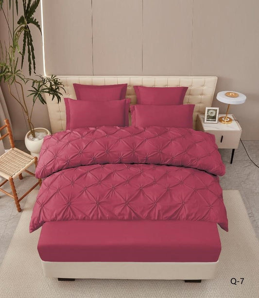 Lenjerie Finet Premium 6 Piese, cu Elastic si Pliuri Brodate, Grena-V7943