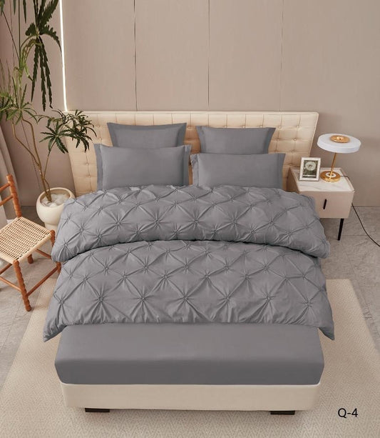 Lenjerie Finet Premium 6 Piese, cu Elastic si Pliuri Brodate, Gri Inchis-V7944