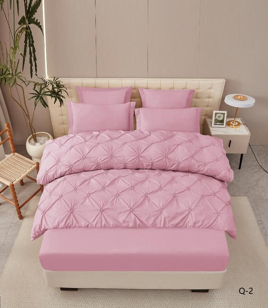 Lenjerie Finet Premium 6 Piese, cu Elastic si Pliuri Brodate, Roz-V7949