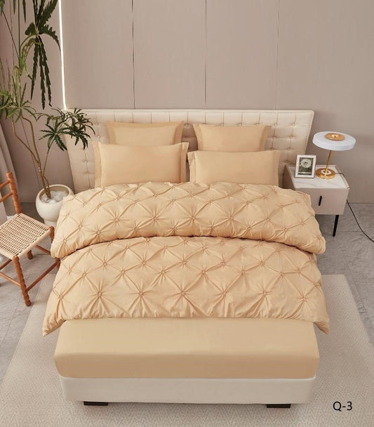 Lenjerie Finet Premium 6 Piese, cu Elastic si Pliuri Brodate, Bej Inchis-V7942