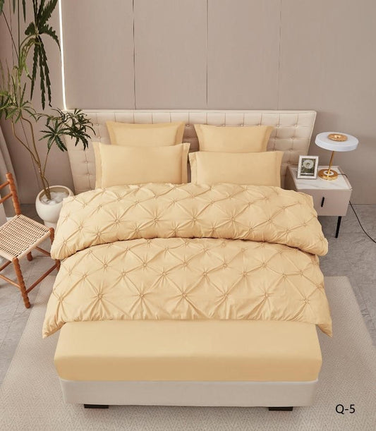 Lenjerie Finet Premium 6 Piese, cu Elastic si Pliuri Brodate, Bej Deschis-V7948