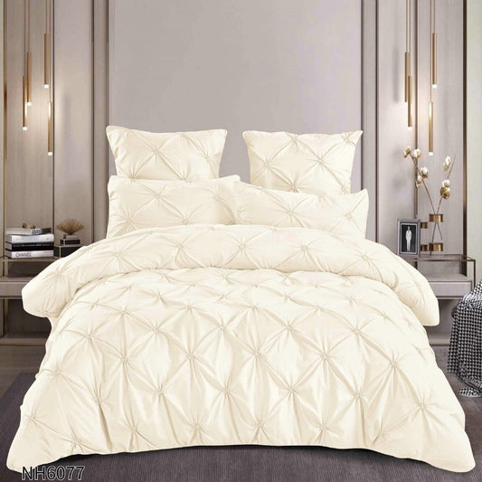Lenjerie Finet Premium 6 Piese, cu Elastic si Pliuri Brodate, Crem-P8046