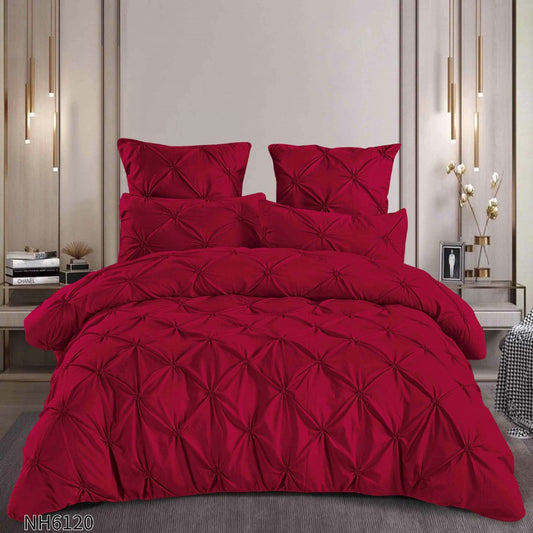 Lenjerie Finet Premium Soft Touch, 6 Piese, cu Elastic si Pliuri Brodate, Grena-P8051