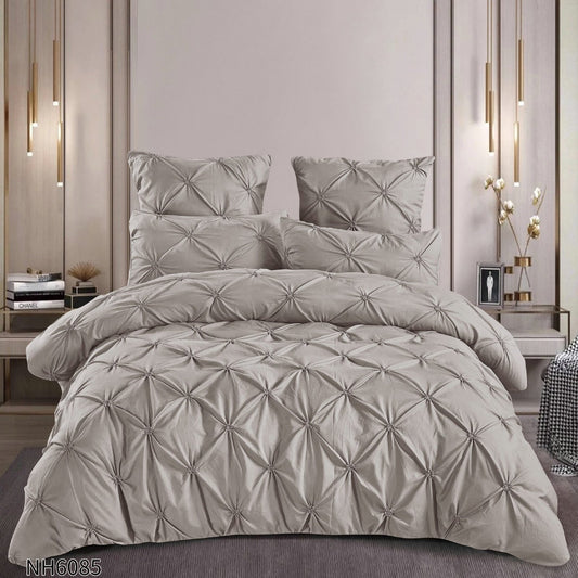 Lenjerie Finet Premium Soft Touch, 6 Piese, cu Elastic si Pliuri Brodate, Gri Deschis-P8053