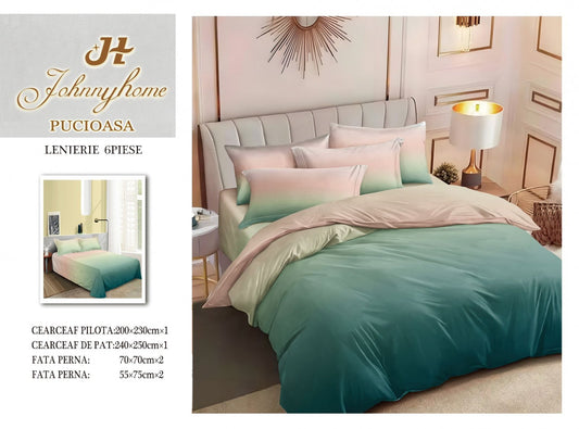 Lenjerie Pat Dublu din Finet, 6 Piese, Vernil Degrade-H7556