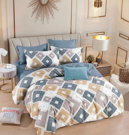 Lenjerie Pat Dublu din Finet, 6 Piese, Romburi-C7894