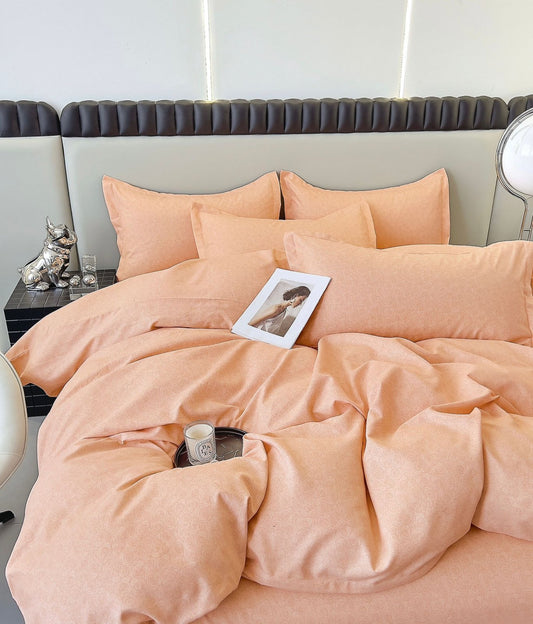 Lenjerie Pat Dublu din Finet, 6 Piese, Mini Trandafiri/Portocaliu-C7892