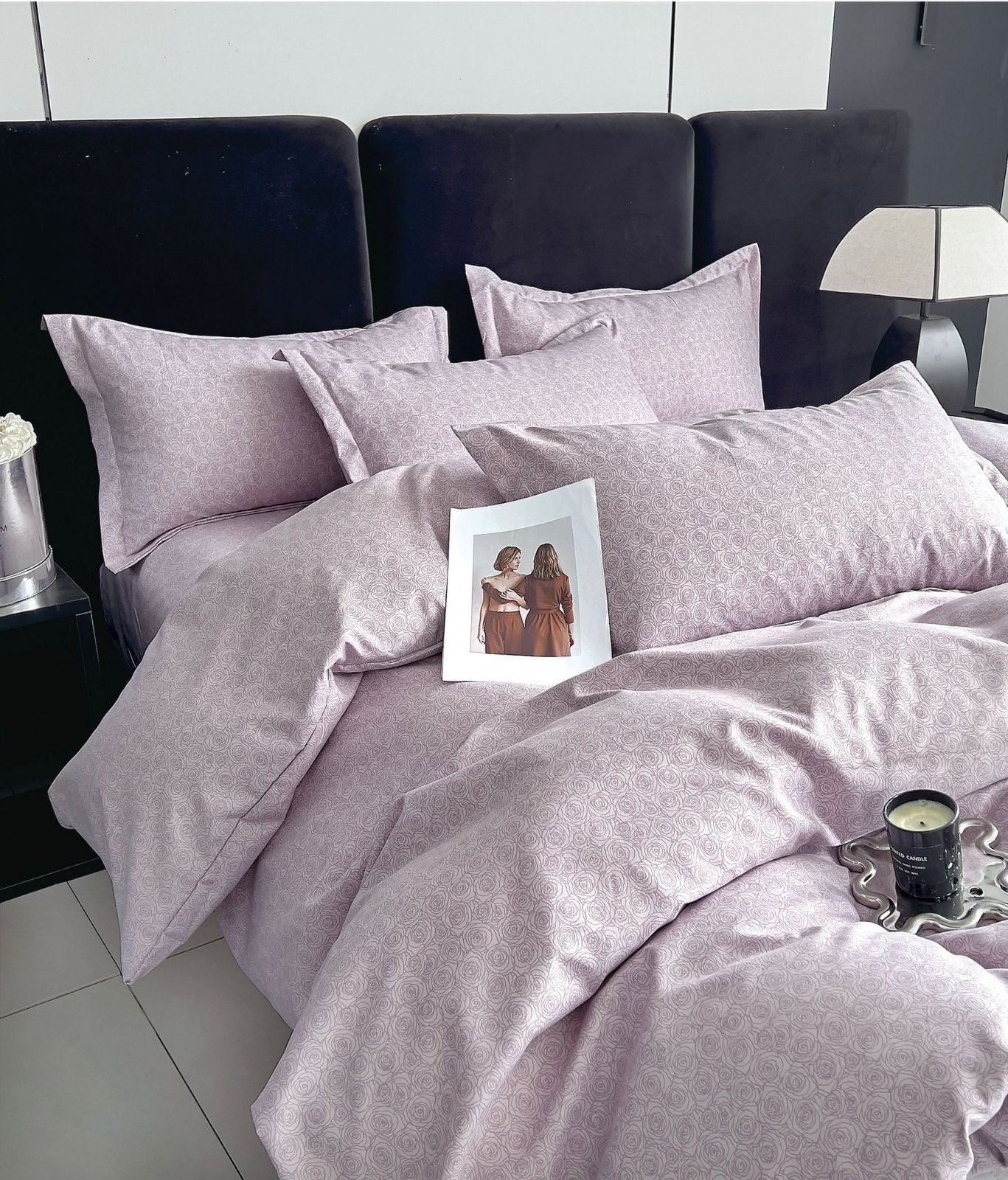 Lenjerie Pat Dublu din Finet, 6 Piese, Mini Trandafiri-C7891