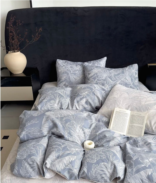 Lenjerie Pat Dublu din Finet, 6 Piese, Frunzulite-C7899