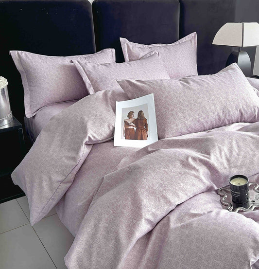 Lenjerie Pat Dublu din Finet, 6 Piese, cu Elastic, Mini Trandafiri-C7957