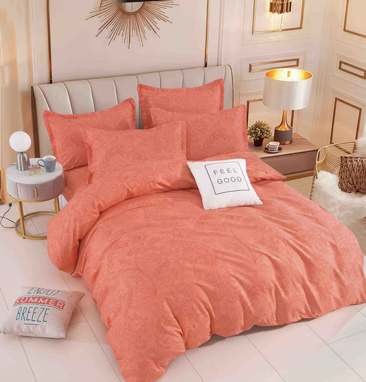 Lenjerie Pat Dublu din Finet 6 Piese, cu Elastic, Corai Royal-C6394