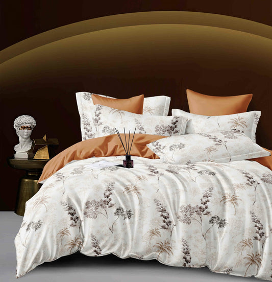 Lenjerie Pat Dublu din Finet, 6 Piese, cu Elastic, Crengute-C7448