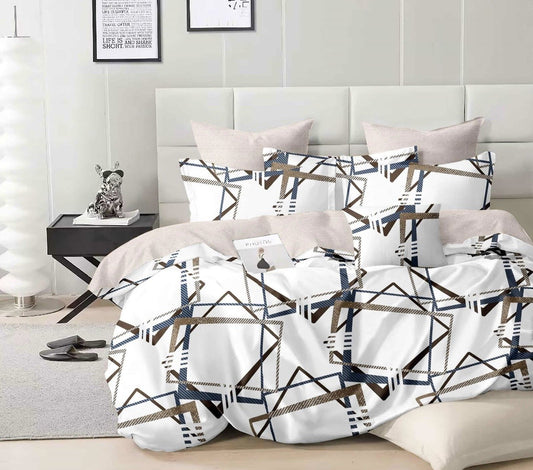 Lenjerie Pat Dublu din Finet, 6 Piese, Forme Geometrice-D7575