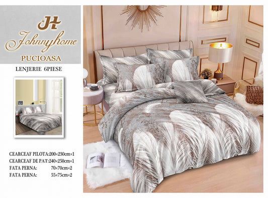 Lenjerie Pat Dublu din Finet, 6 Piese, Pene-H7688