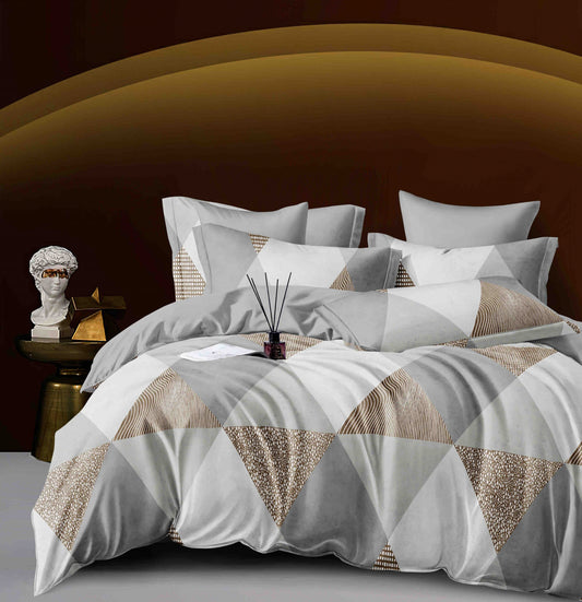 Lenjerie Pat Dublu din Finet, 6 Piese, Triunghiuri-C7494