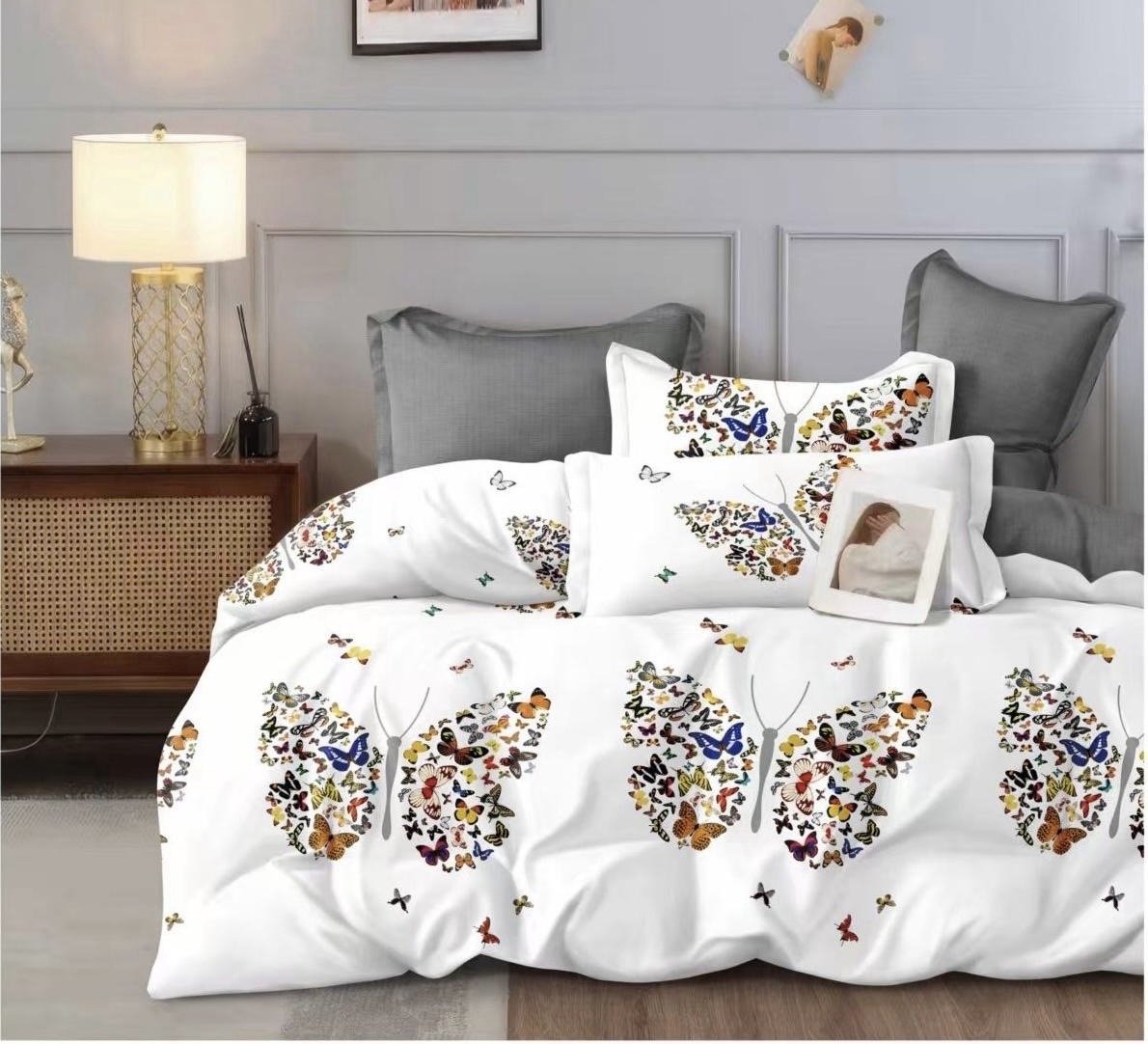 Lenjerie Pat Dublu din Finet, 6 Piese, Fluturasi-D7576