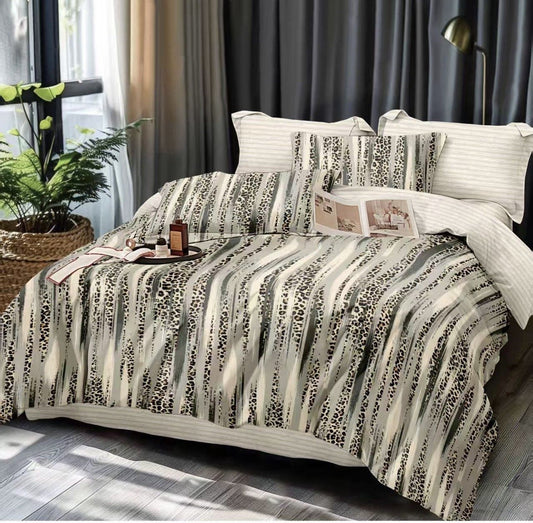 Lenjerie Pat Dublu din Finet, 6 Piese, Animal Print-D7578