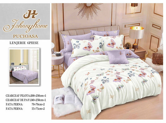Lenjerie Pat Dublu din Finet, 6 Piese, Fluturasi-H7694