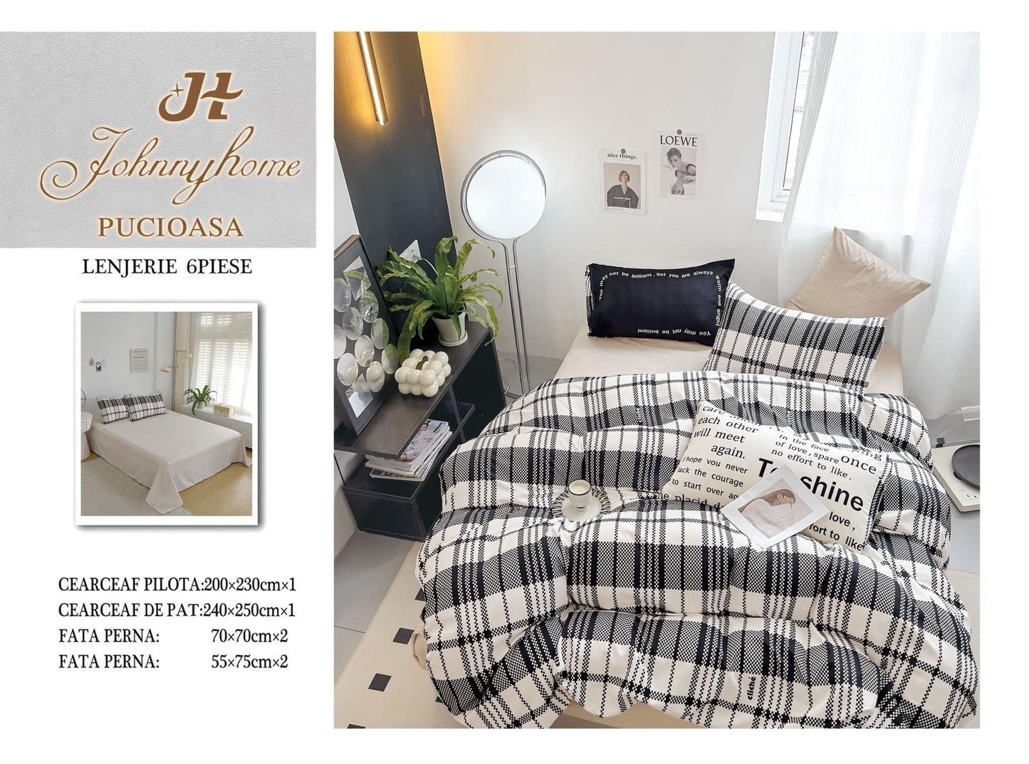 Lenjerie Pat Dublu din Finet, 6 Piese, Dungi-H7675