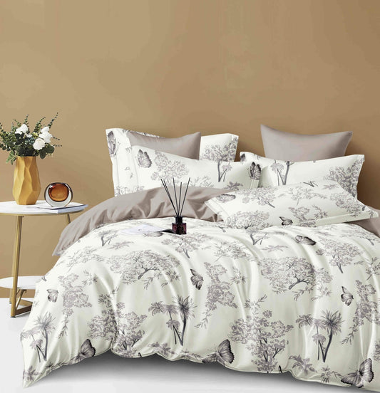 Lenjerie Pat Dublu din Finet, 6 Piese, Fluturi/Copacei-C7453