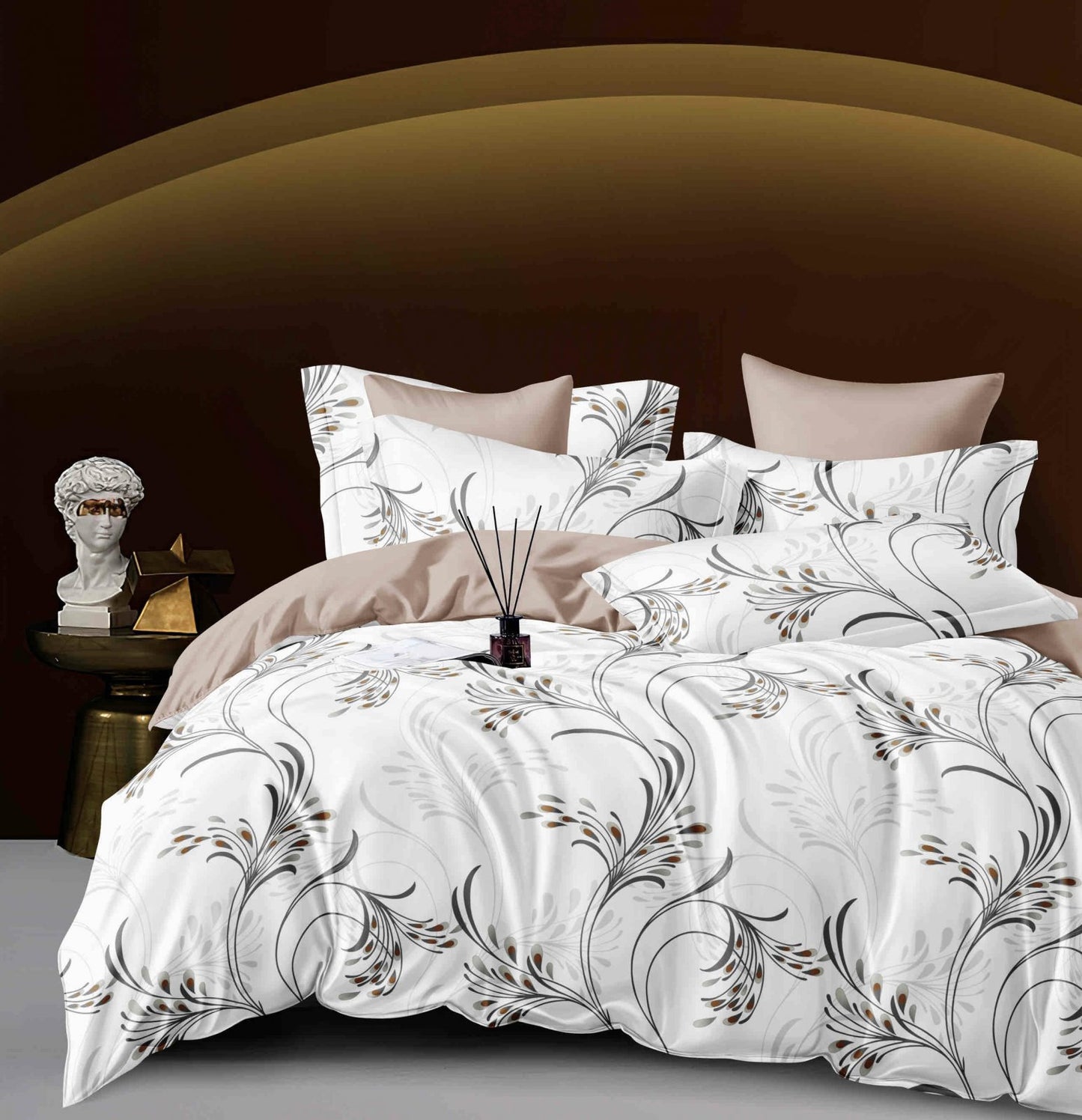 Lenjerie Pat Dublu din Finet, 6 Piese, Floral-C7451