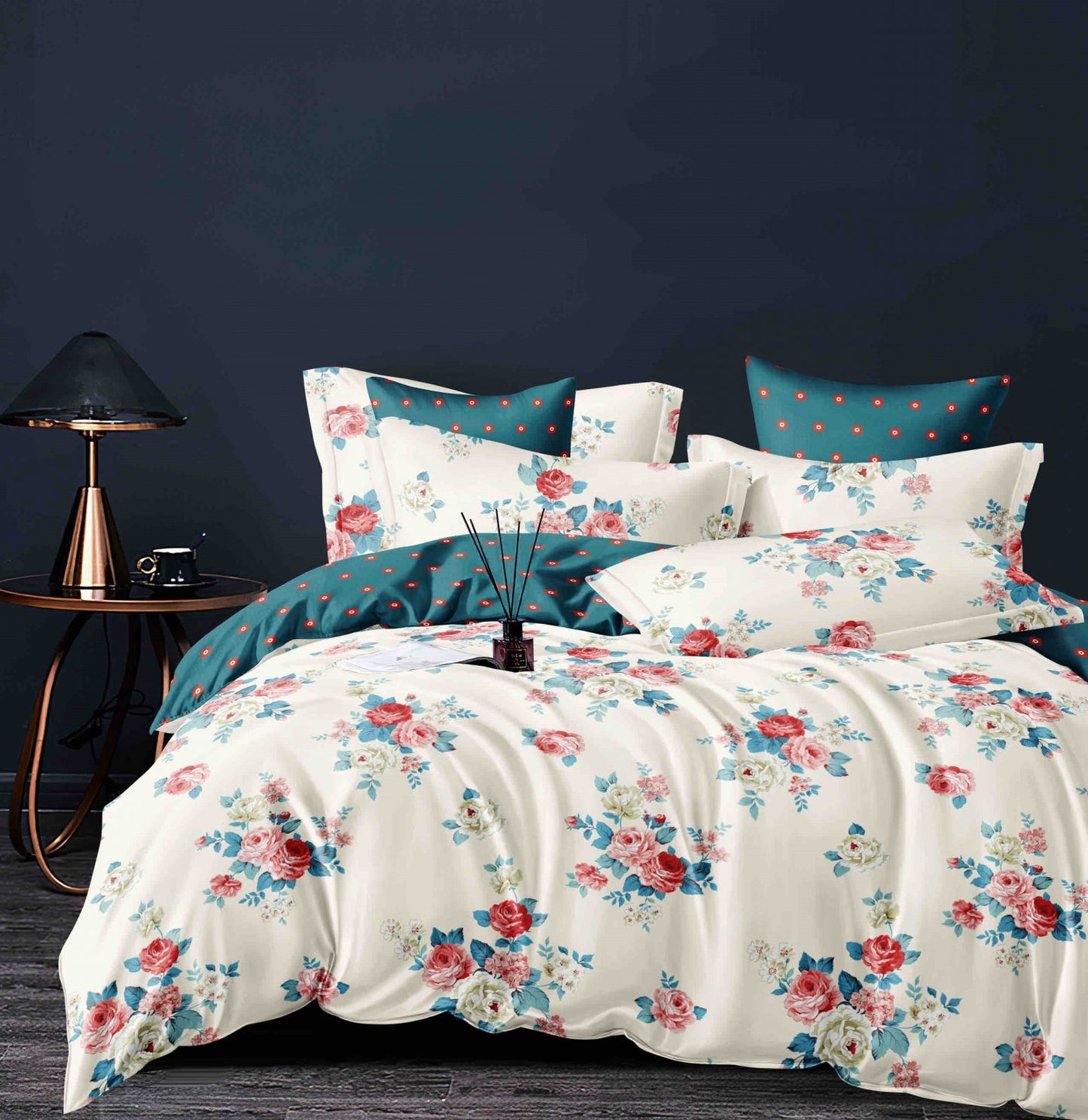 Lenjerie Pat Dublu din Finet, 6 Piese, Floricele-C7498