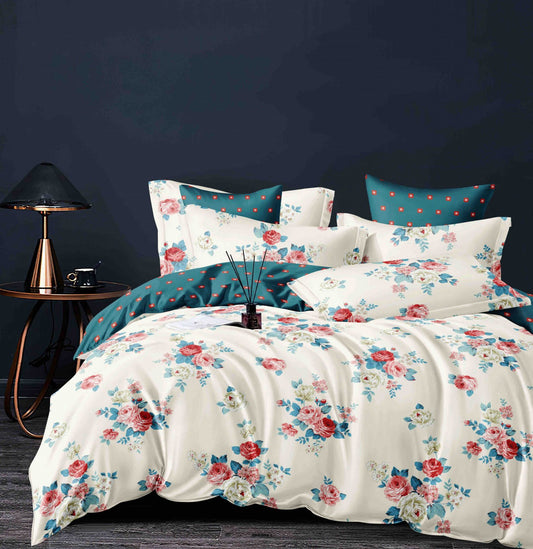 Lenjerie Pat Dublu din Finet, 6 Piese, Floricele-C7498