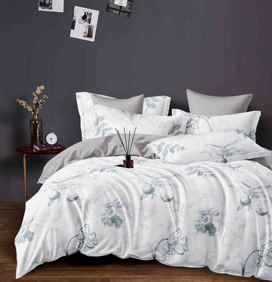 Lenjerie Pat Dublu din Finet, 6 Piese, Flori/Fructe-C7499