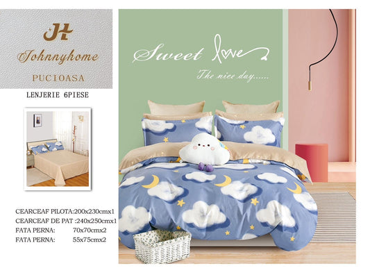 Lenjerie Pat Dublu din Finet, 6 Piese, Norisori-H7657