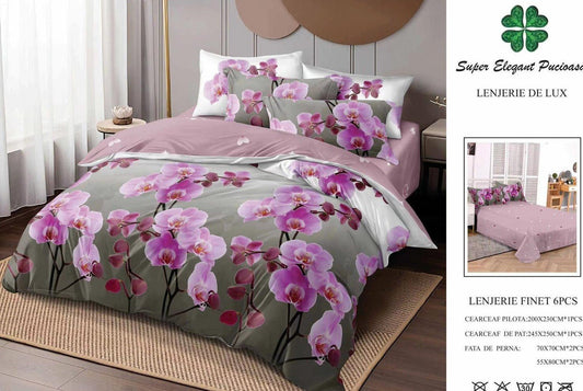 Lenjerie Pat Dublu, Finet, 6 Piese, Magnolie-SEP7119
