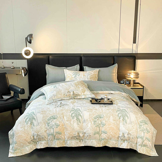 Lenjerie Premium Luxury din Finet, 6 Piese, cu Elastic, Peisaj-C7510