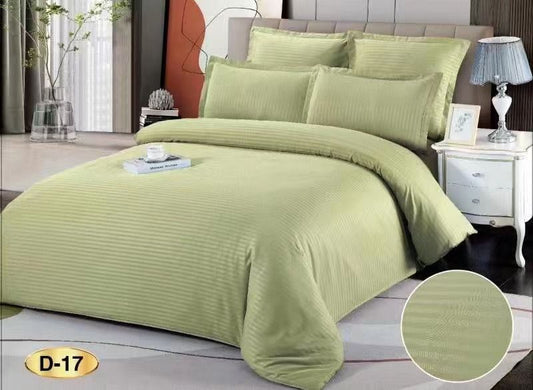 Lenjerie Pat Dublu din Bumbac Damasc, 6 Piese, Verde Fistic-D9229