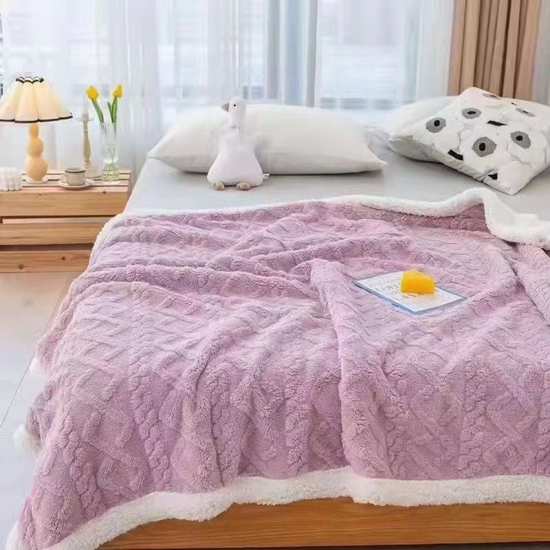 Patura Cocolino Tip Tricotaj, Cu Blanita, 200x230cm, Lila-C4403